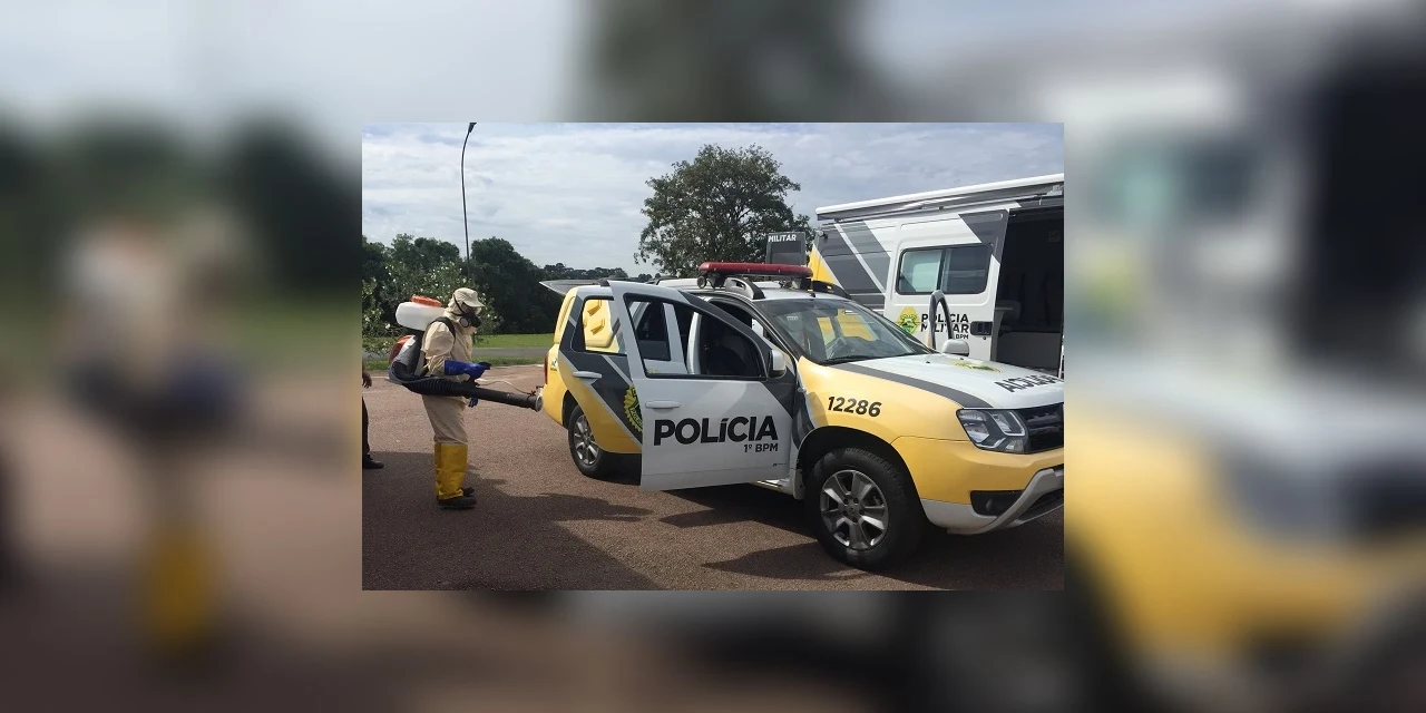 Polícia Militar realiza desinfecção de viaturas contra o Covid-19