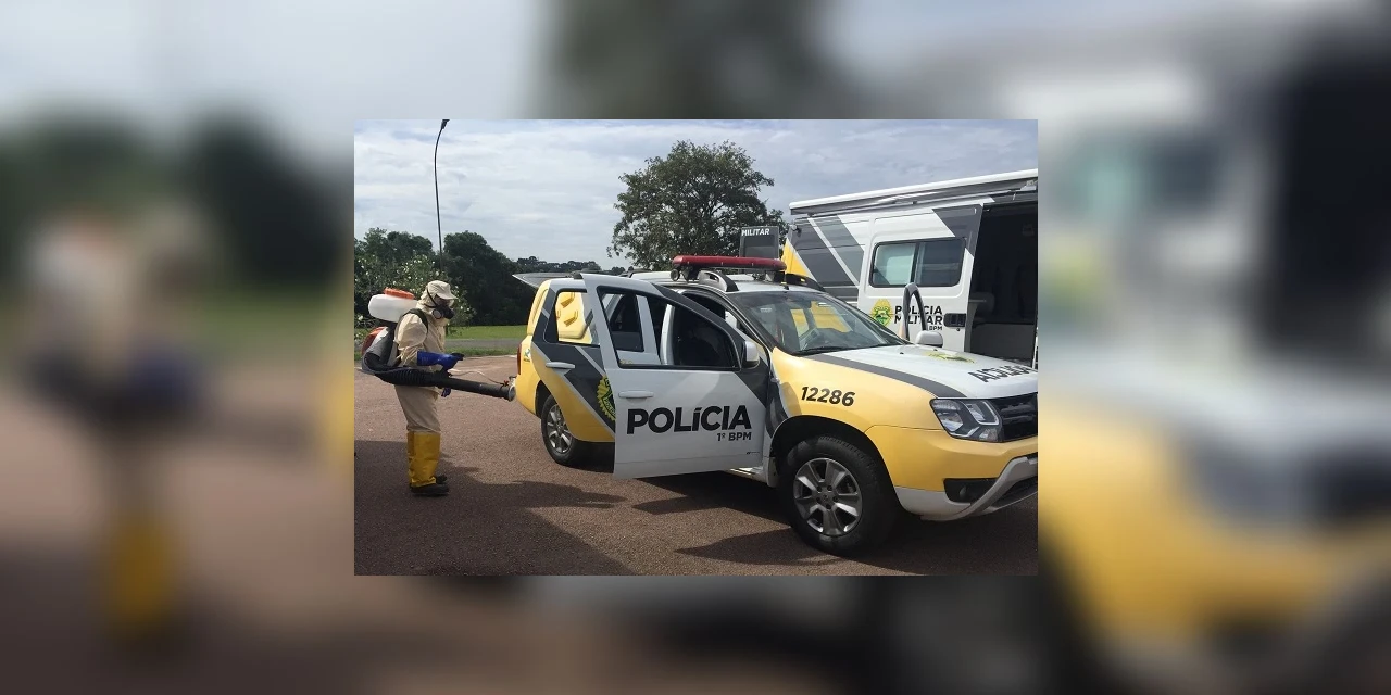 Viaturas e sede da Polícia Militar são desinfectadas em PG