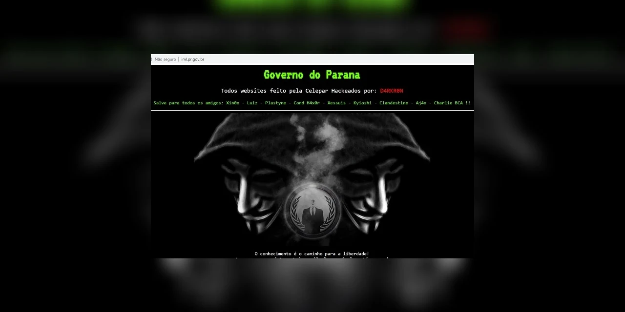 Sites da Celepar são hackeados e ficam fora do ar neste sábado (16)