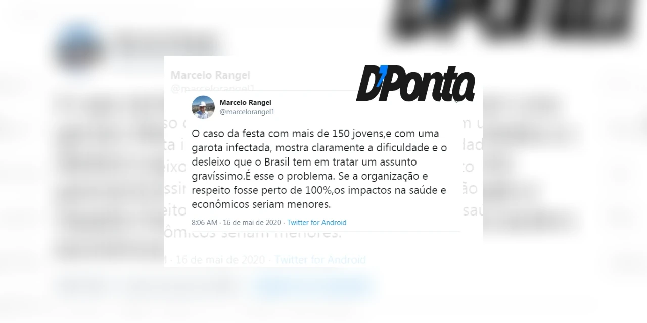 "A festa com 150 pessoas mostra o desleixo que o Brasil tem em tratar um assunto gravíssimo", diz Rangel