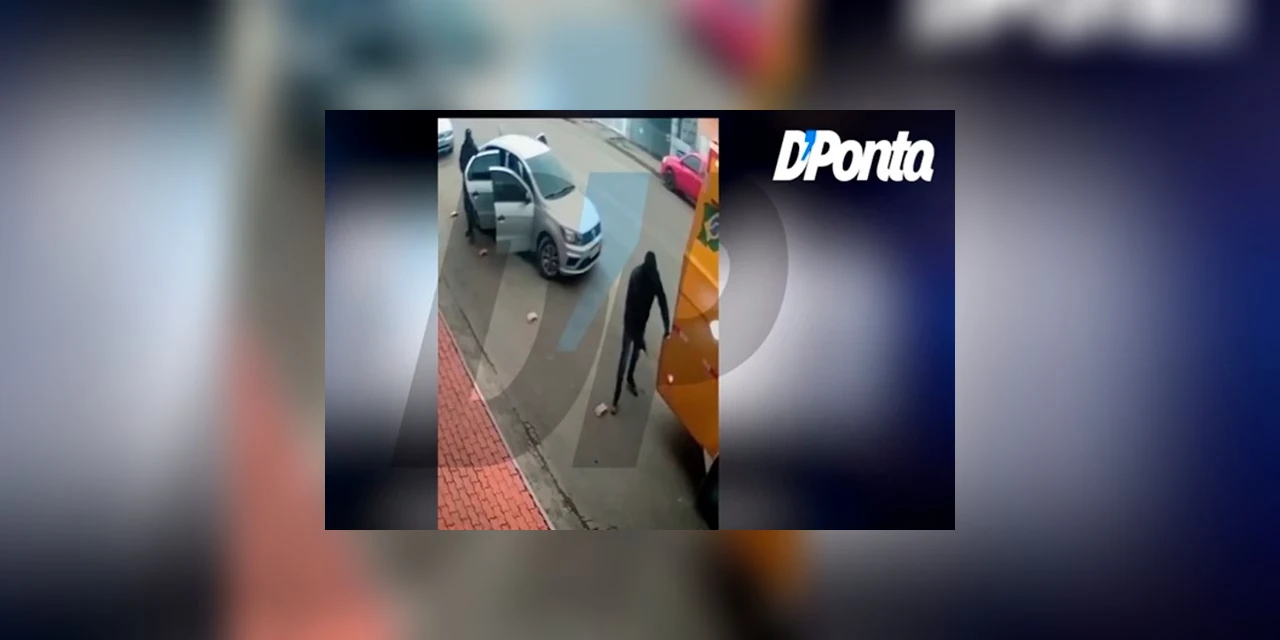 Vídeo: Segurança é baleado após criminosos assaltarem carro-forte