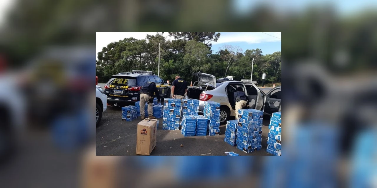 PRF apreende R$ 60 mil em cigarros contrabandeados na BR-376 em Tibagi