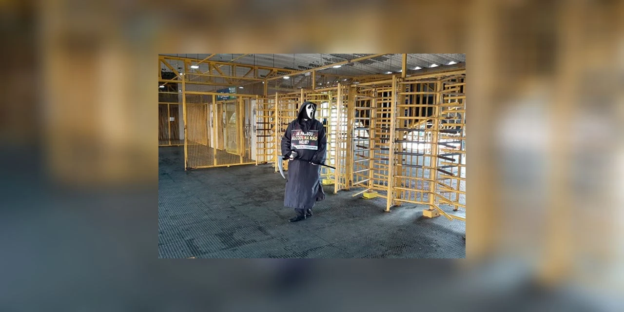 'Morte' aparece em PG e alerta para os riscos da Covid-19