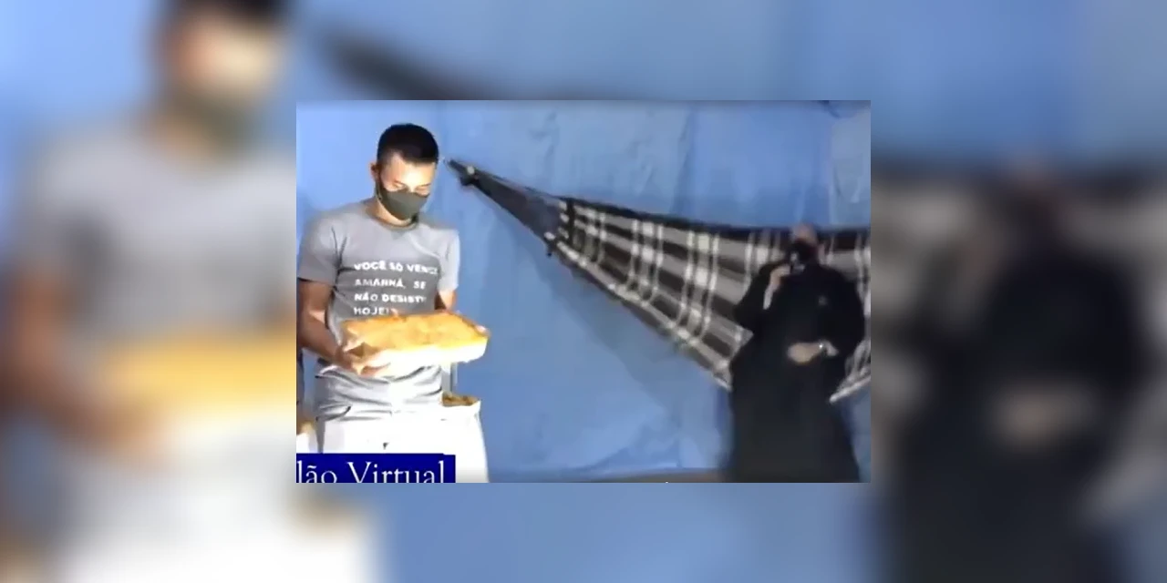 Vídeo: Enquanto se balança em rede, padre brasileiro leiloa lasanha, bolos e tortas