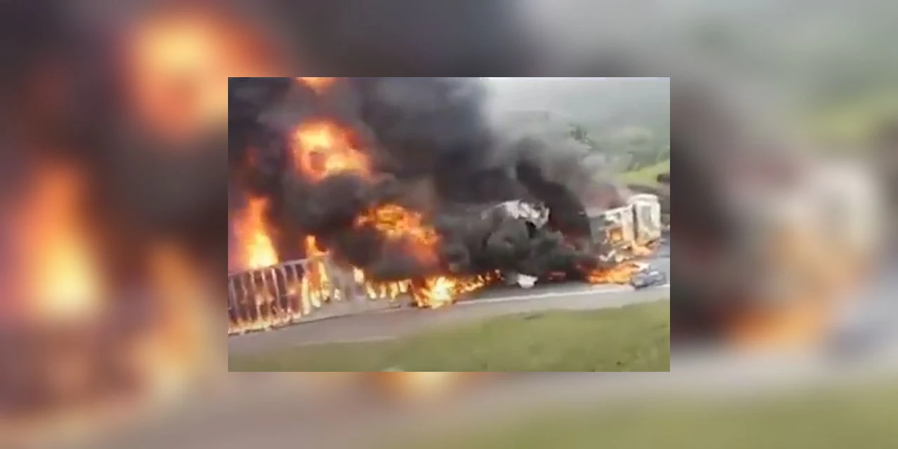 Grave acidente com caminhão de óleo interdita BR 376 e causa congestionamento de 16 km