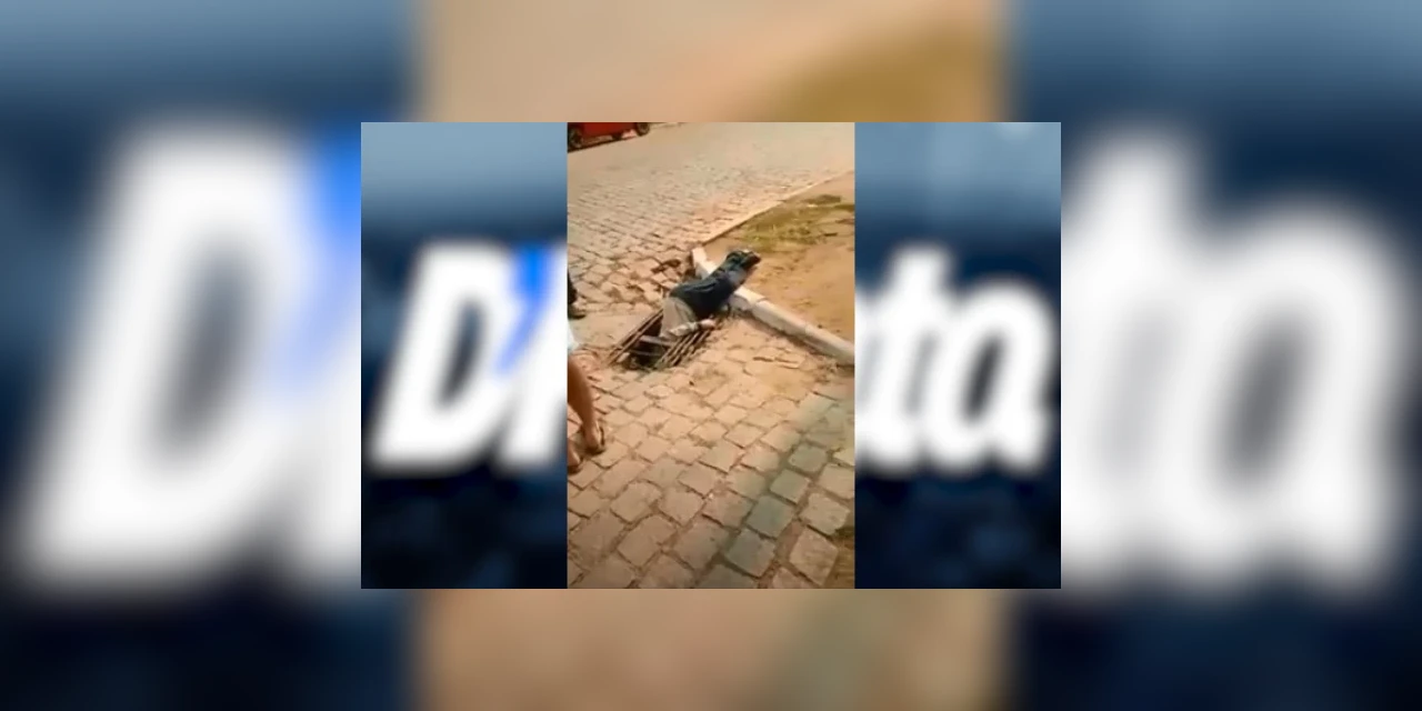 Vídeo: Idoso cai 'de ponta cabeça' em bueiro aberto em Piraí do Sul