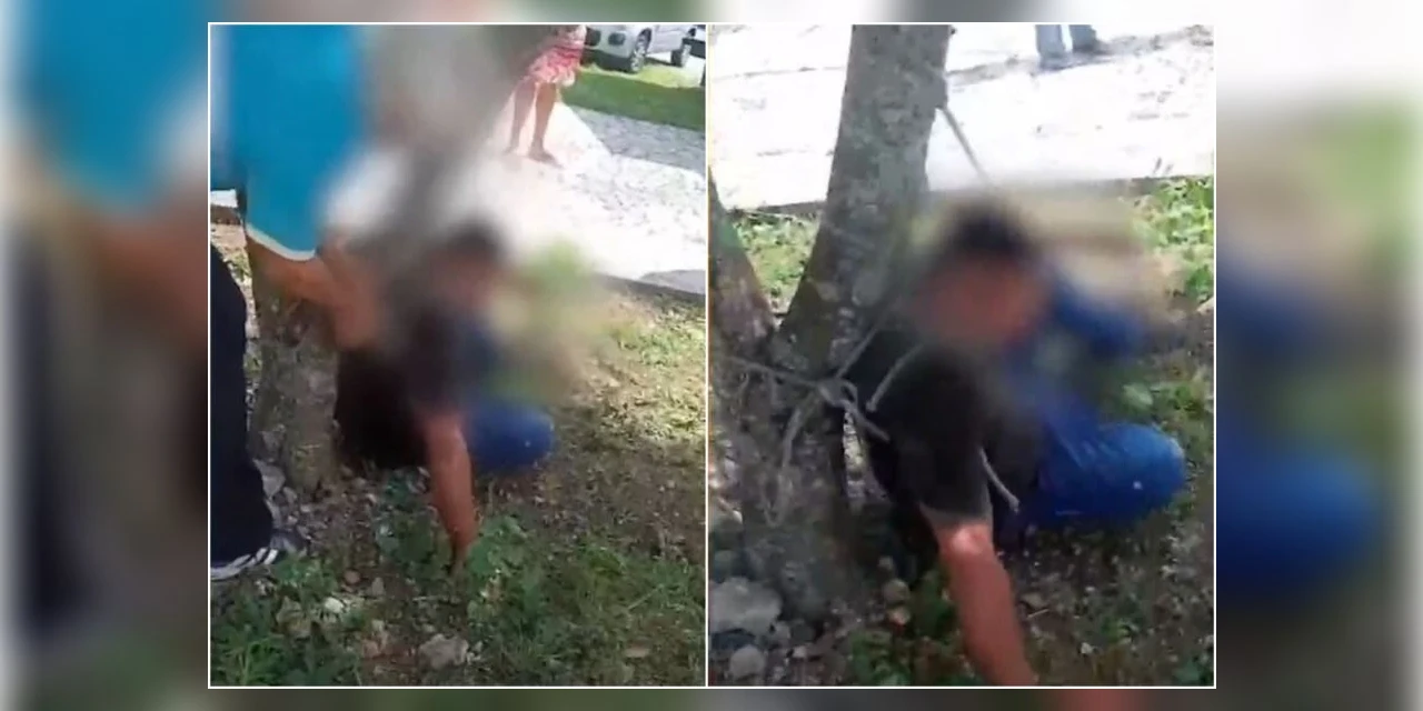 Suspeito de roubo acaba amarrado em árvore por populares em Curitiba