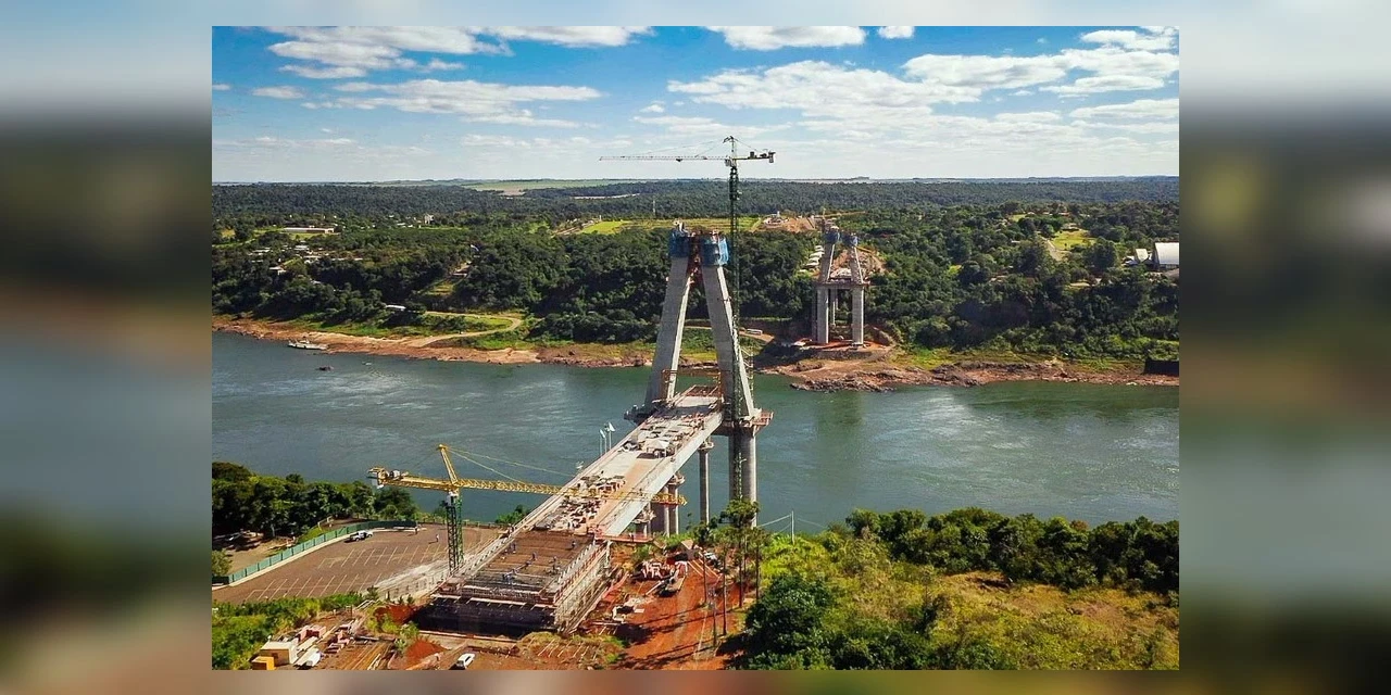 Obra da segunda ponte entre Brasil e Paraguai atinge 57% de execução; veja as fotos