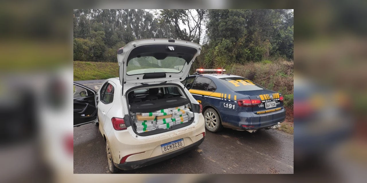 PRF apreende quase 300 kg de maconha em carro abandonado em Palmeira