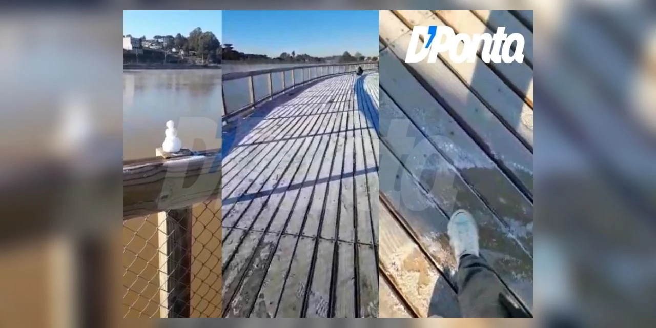 Com temperatura negativa em PG, vídeos mostram Lago de Olarias com névoa e geada