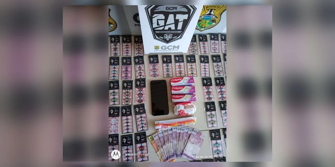 Câmeras flagram arrombamento e Guarda Municipal detém criminoso dentro de farmácia no calçadão de PG