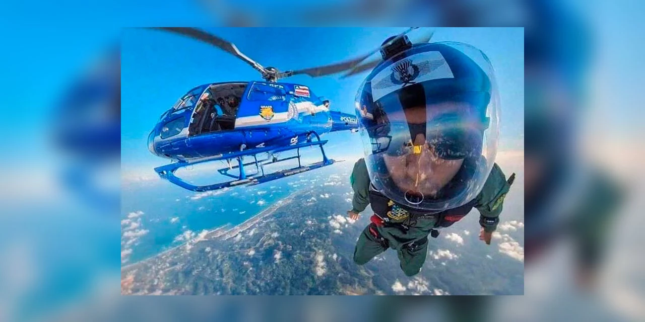 Policiais militares participam de treinamento sobre utilização de salto livre em operações