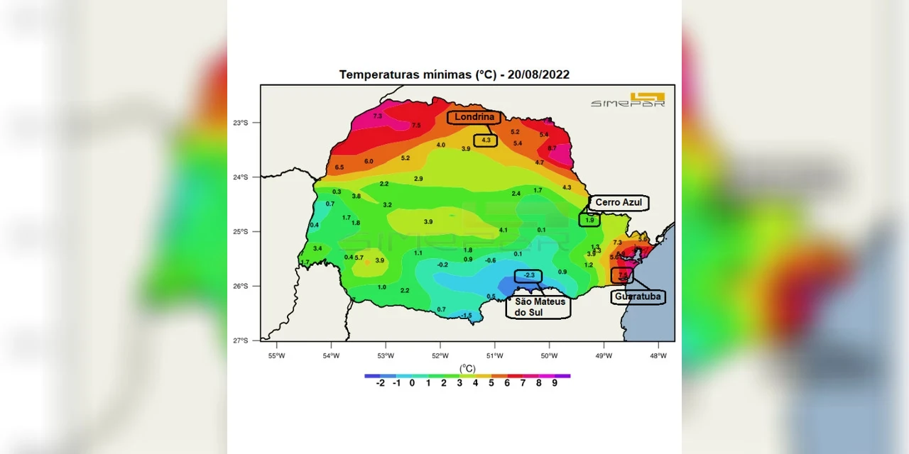 Ponta Grossa registra 0,1º de temperatura mínima neste sábado (20)