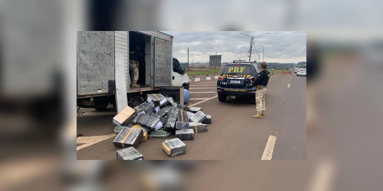 PRF apreende 1,2 tonelada de maconha escondida em caminhão de mudança
