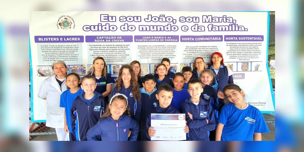 Escola Municipal de PG recebe Selo ODS Sesi por projetos de sustentabilidade