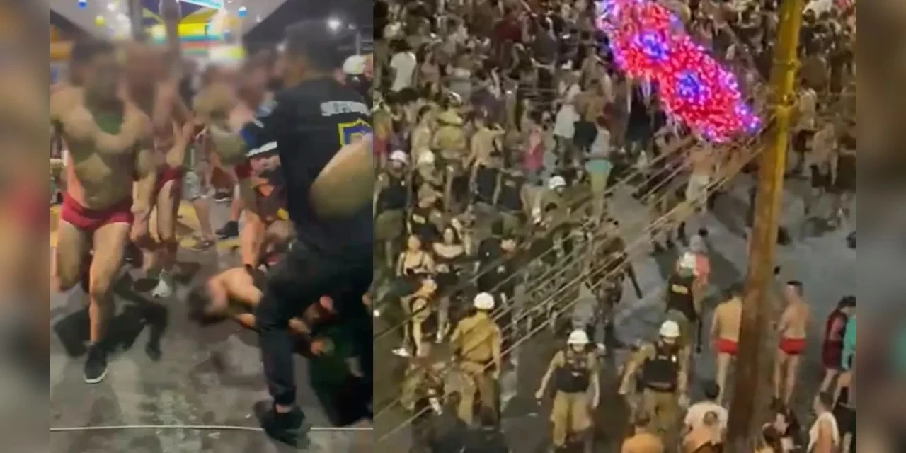 Vídeo mostra briga generalizada envolvendo bombeiros, policiais e seguranças em Guaratuba