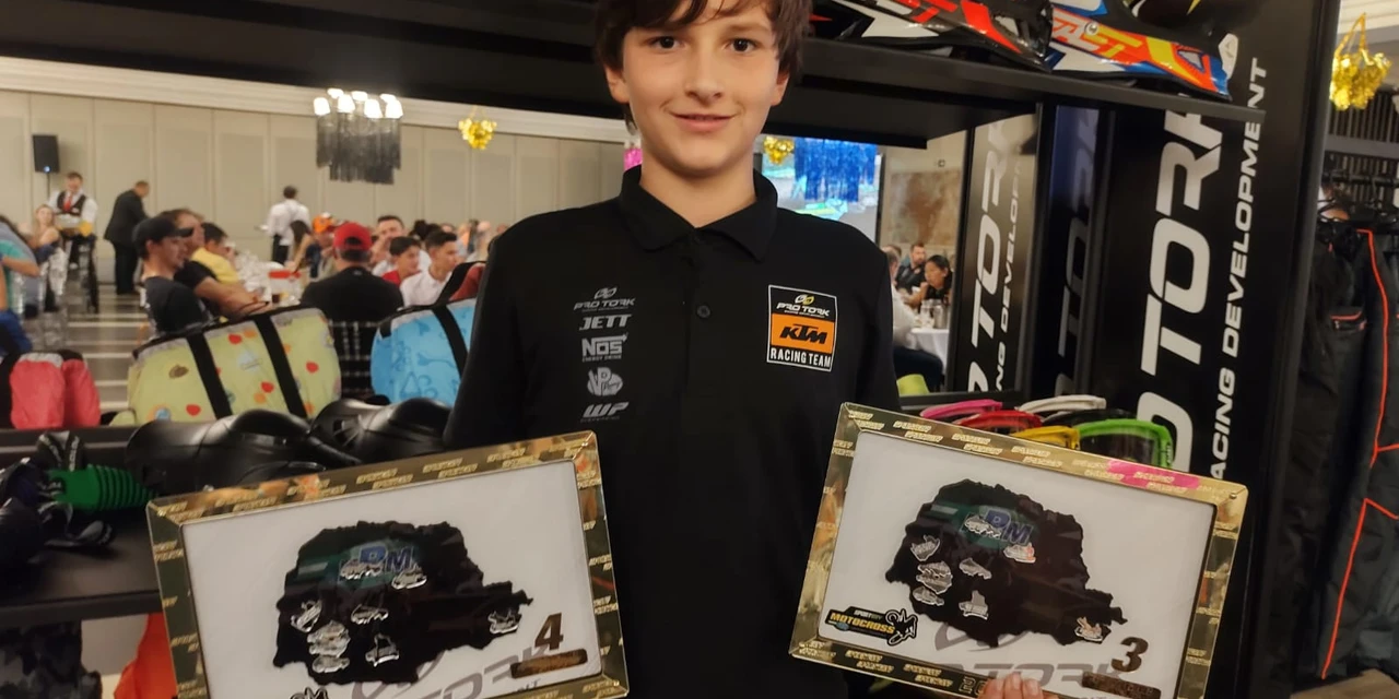 Piloto ponta-grossense de 12 anos conquista dois prêmios em Campeonato Paranaense de Motocross