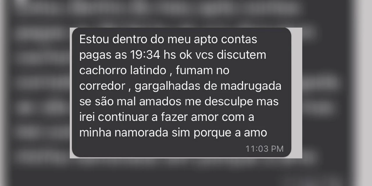 Moradores reclamam de gemidos e vizinho responde: "Fiz amor gostoso"