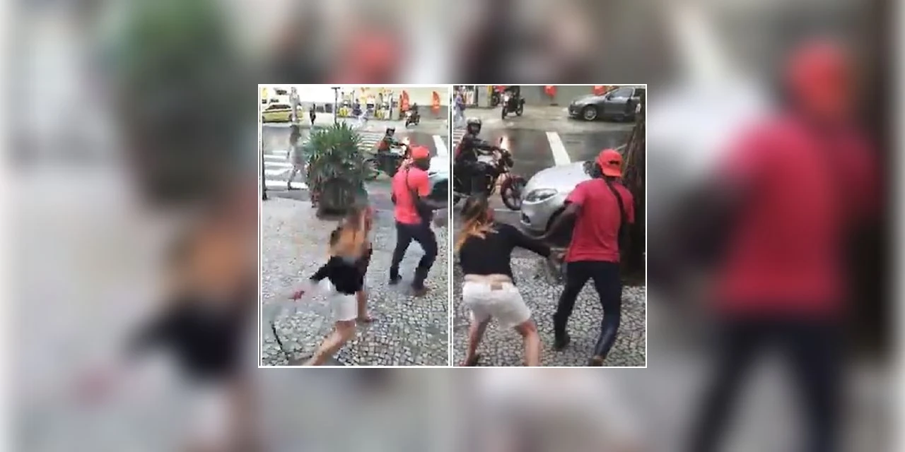 Mulher dá chicotadas em entregador com coleira de cachorro