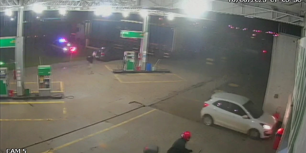 Vídeo mostra momento em que veículo invade posto de combustíveis em PG
