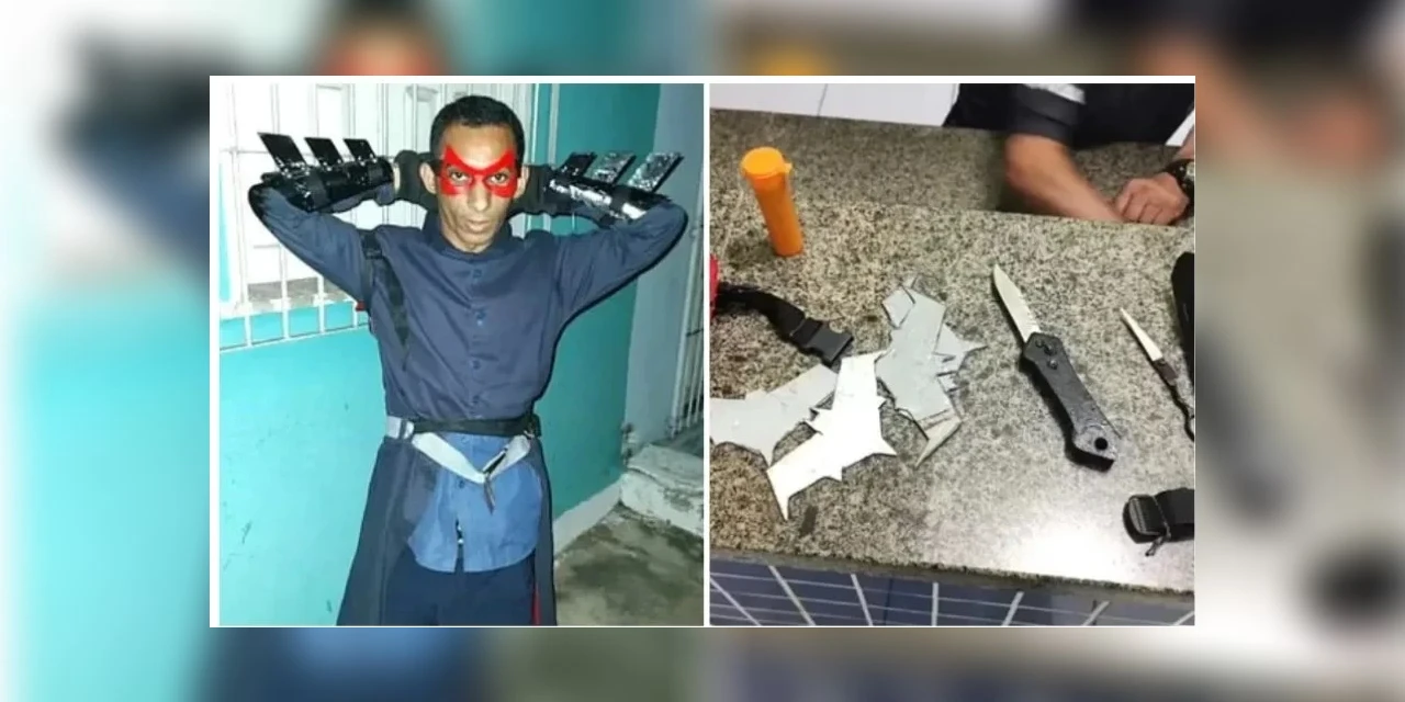 Homem fantasiado de super-herói invade casa, agride morador e é preso