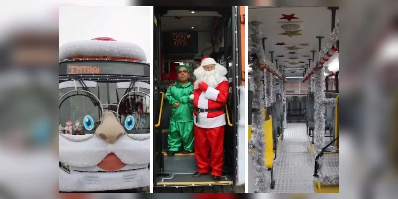 Ônibus do Papai Noel da VCG é uma das atrações natalinas de PG até o dia 23 de dezembro