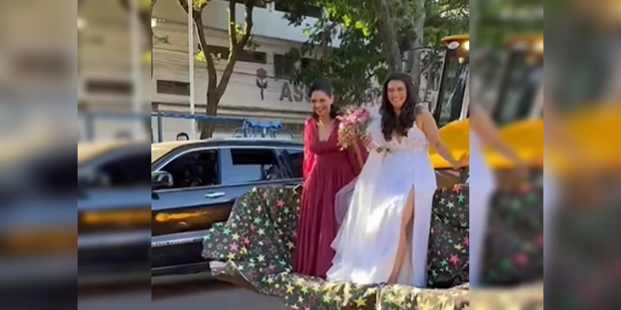 Vídeo: noiva vai ao casamento de trator para homenagear pai e irmão