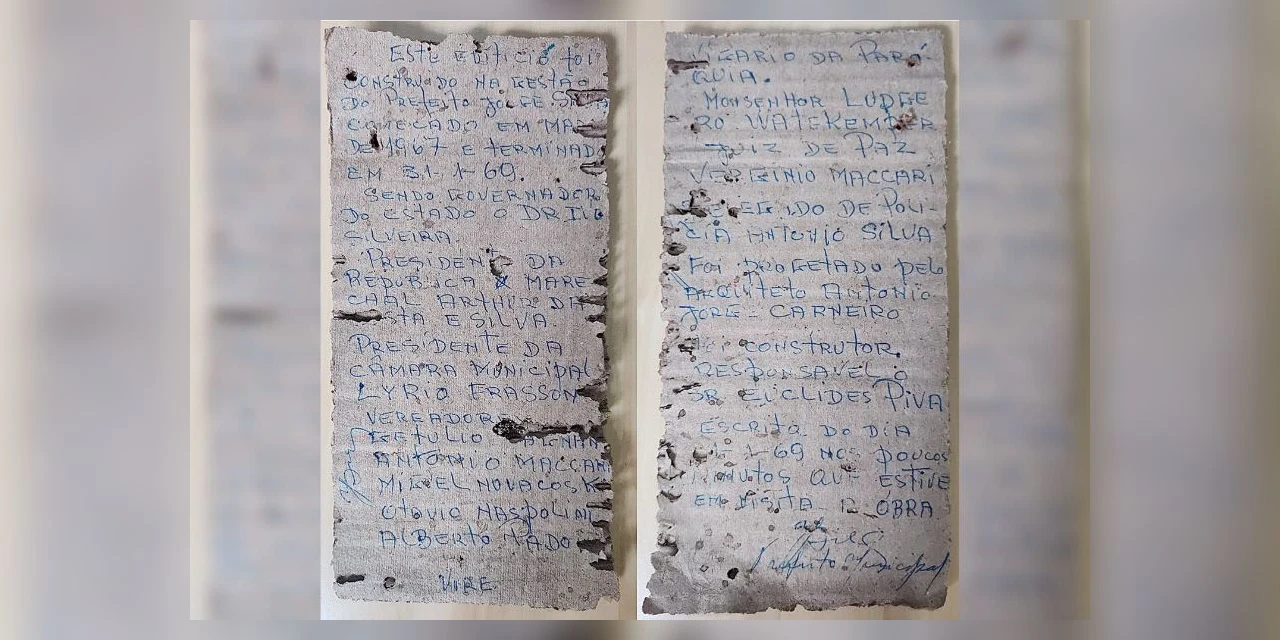 Fotos: Carta de 1969 é encontrada durante reforma em prefeitura de SC
