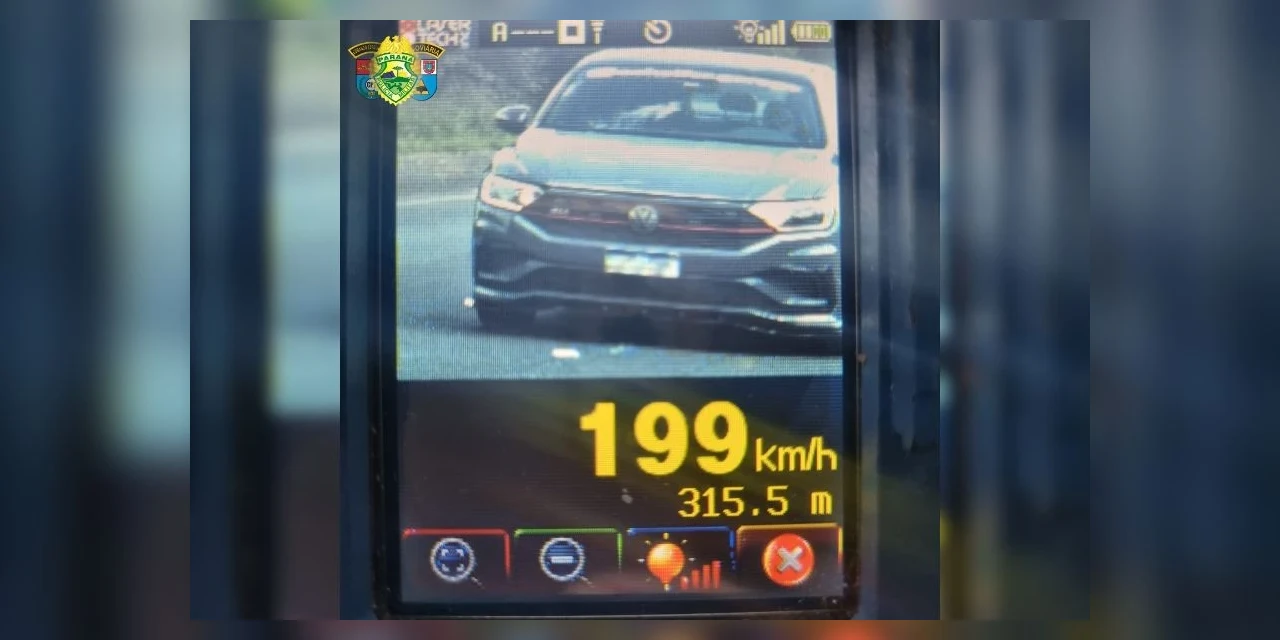 Veículo é flagrado a 199 km/h na PR-151 em Carambeí