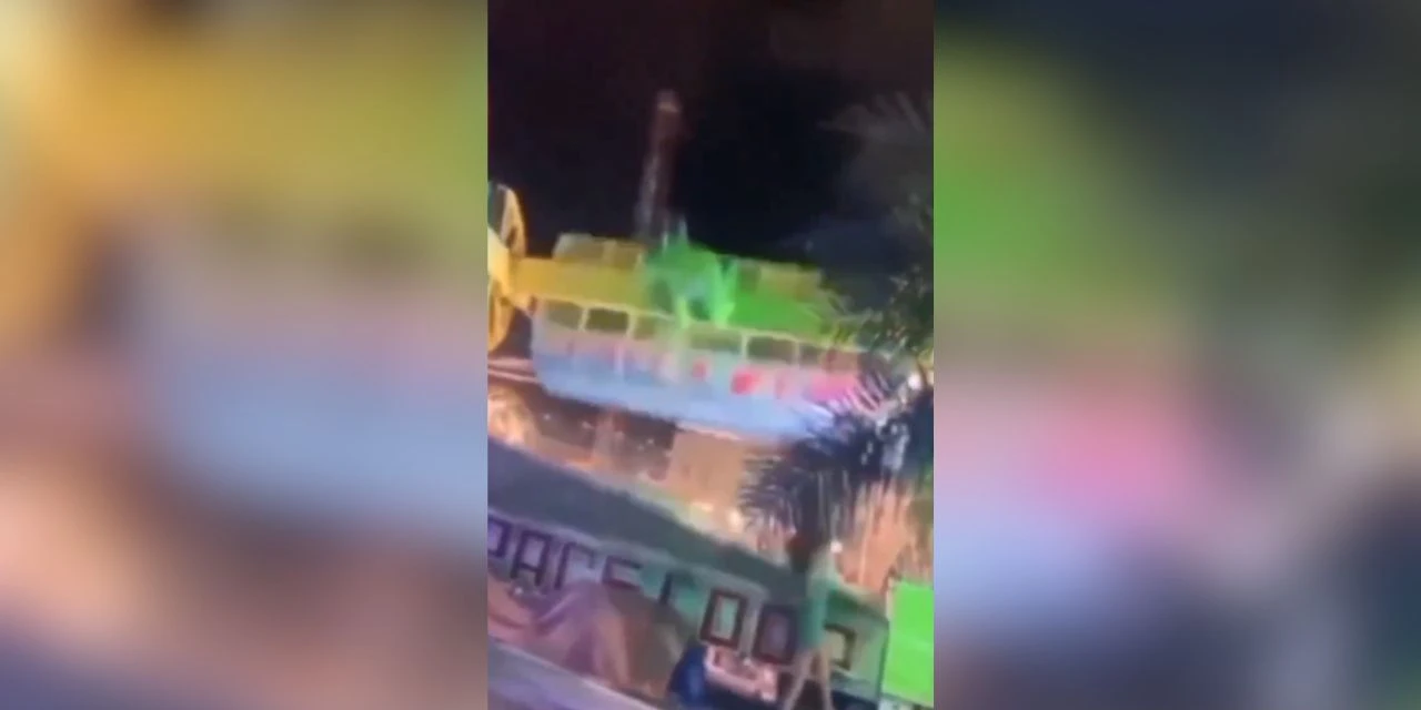 Vídeo mostra jovem sendo arremessada de brinquedo em parque de diversões