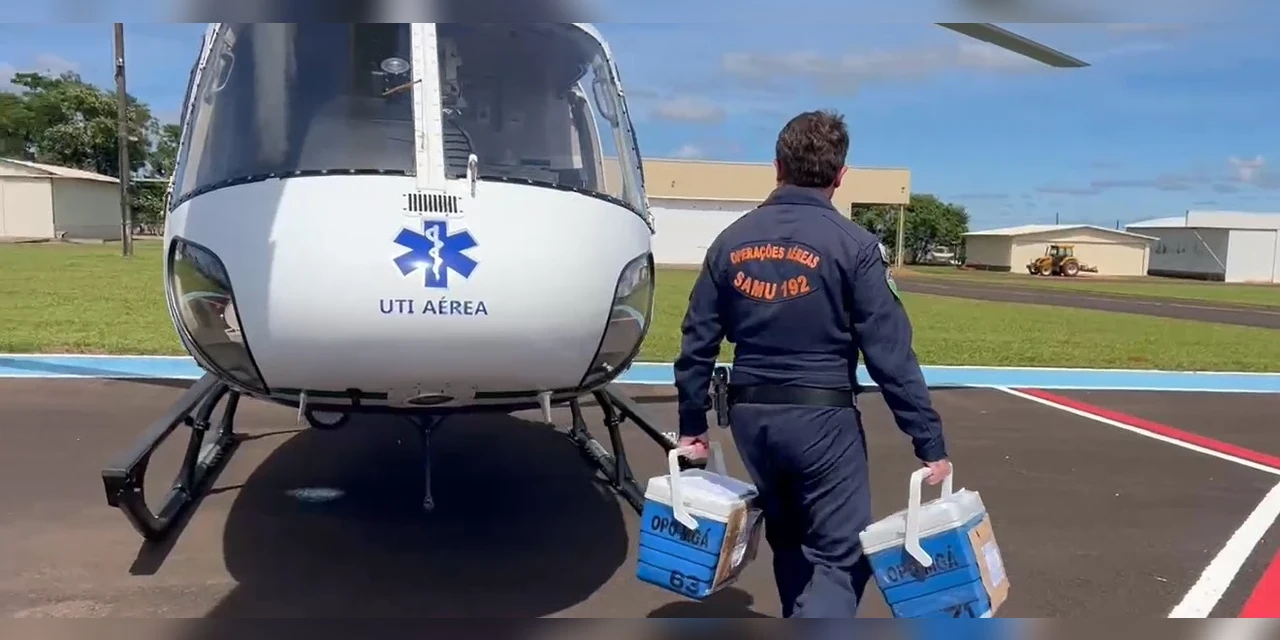 Vídeo: Helicóptero do SAMU Campos Gerais realiza transporte de órgãos