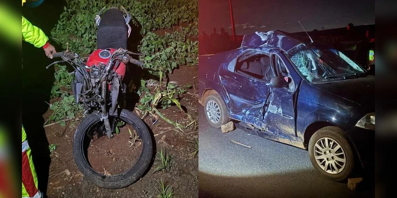 Duas pessoas morrem em acidente entre carro e moto na PR-090