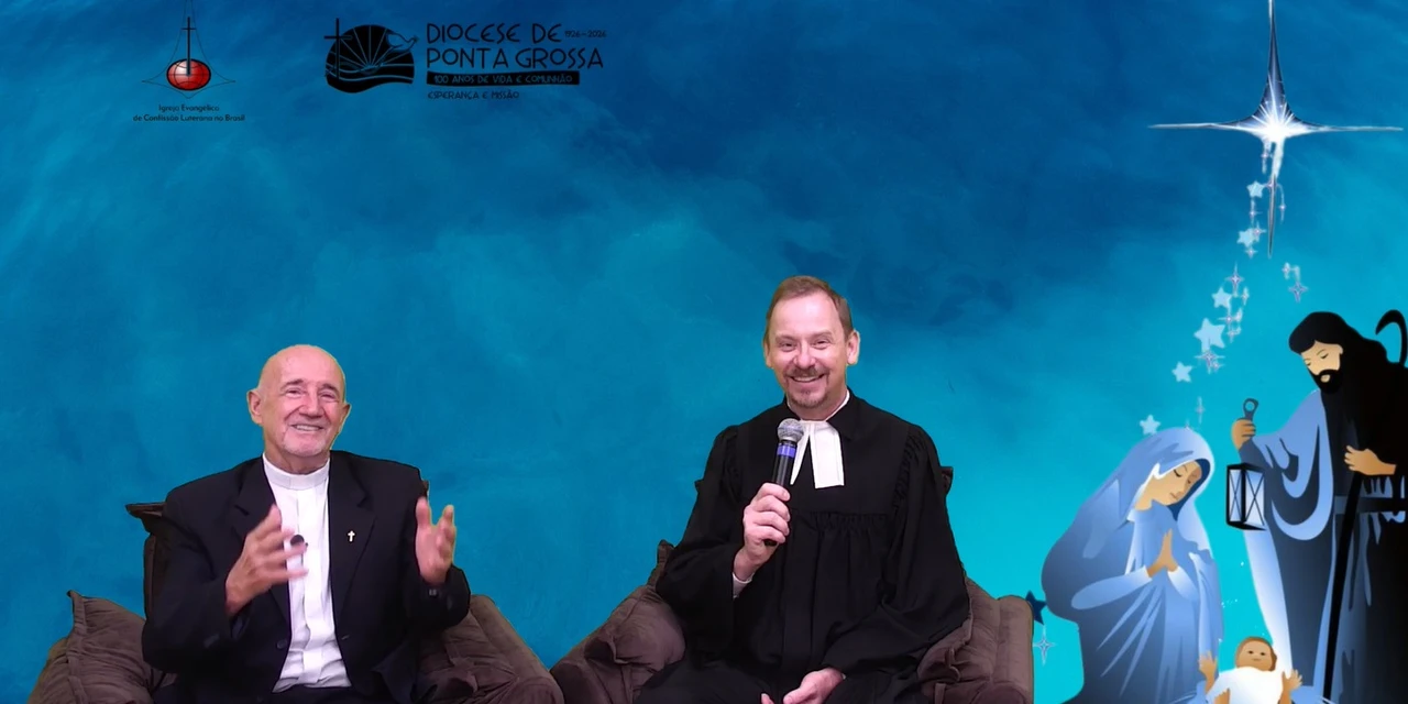 Padre Edvino e pastor Diego gravam mensagem de Natal