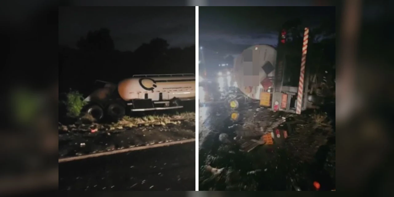 Duas pessoas morrem após colisão frontal entre caminhões na BR-476; rodovia está interditada
