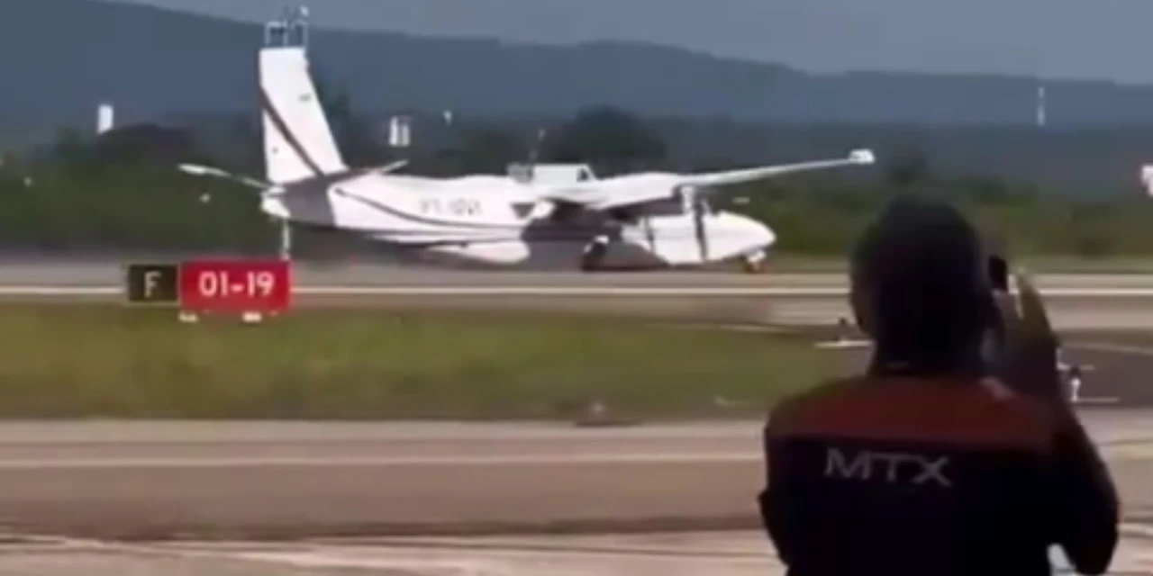 Avião de empresário do PR faz pouso forçado; veja vídeo