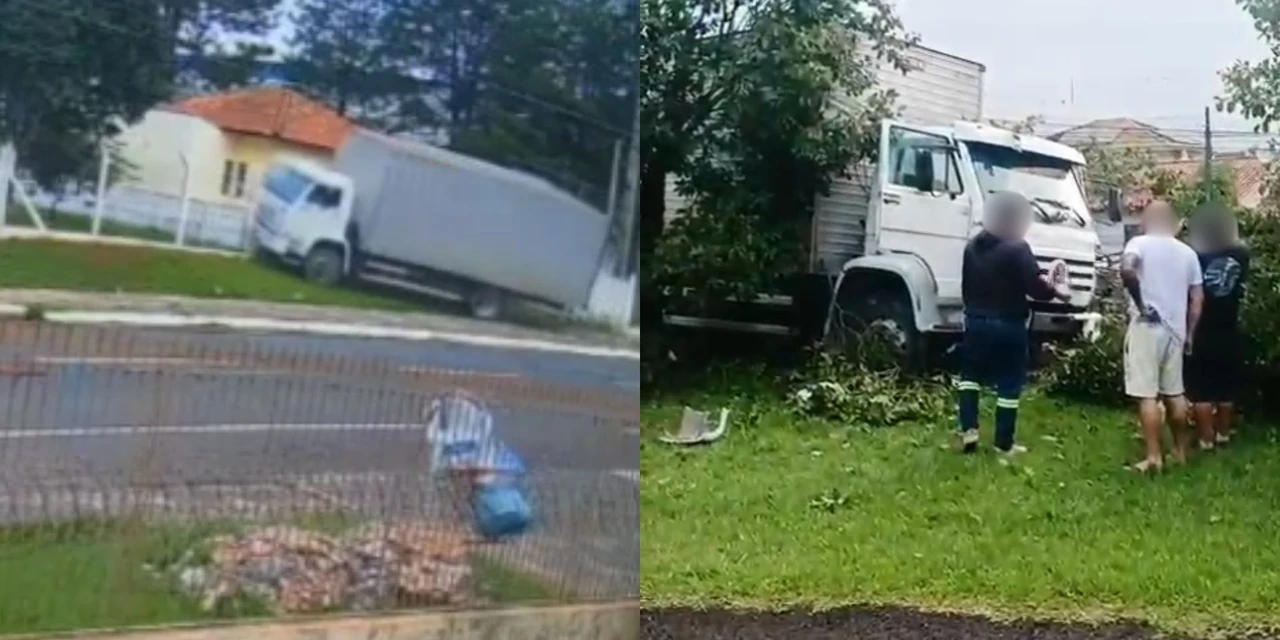 Vídeo mostra momento em que caminhão invade Parque Monteiro em PG