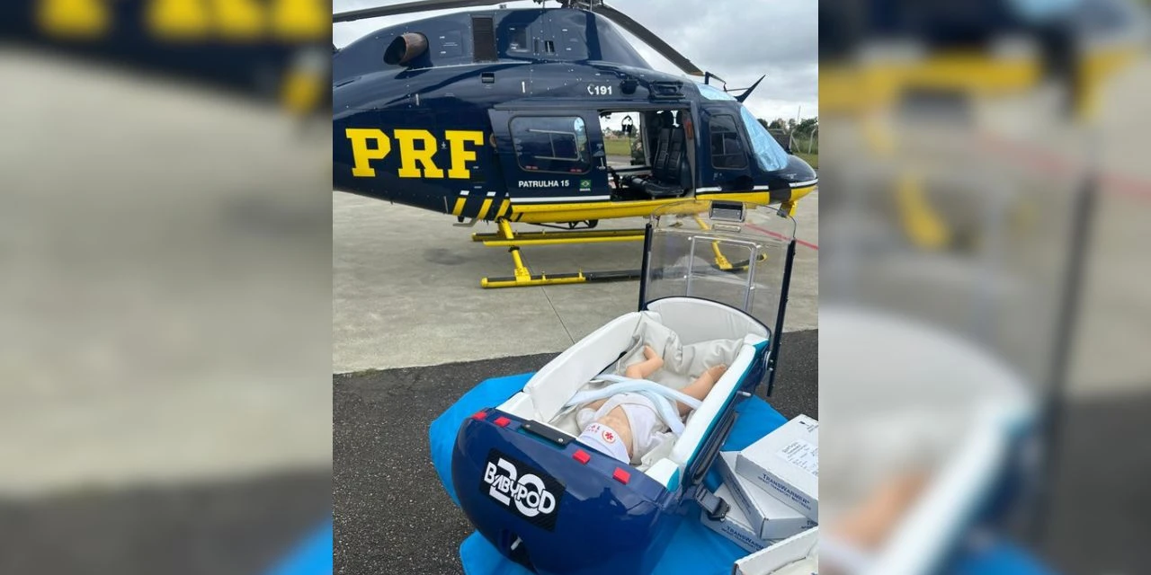 Serviço aeromédico da PRF passa a contar com cápsula para transporte neonatal