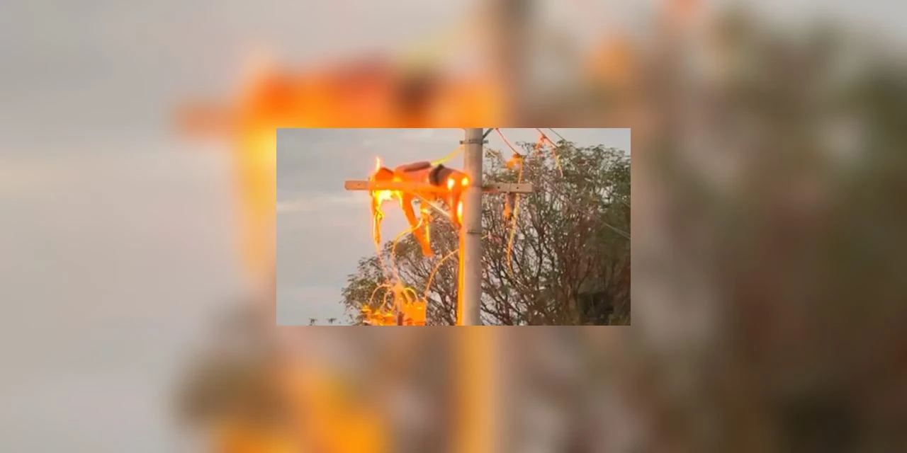 Vídeo: Homem morre após levar descarga elétrica ao subir em poste