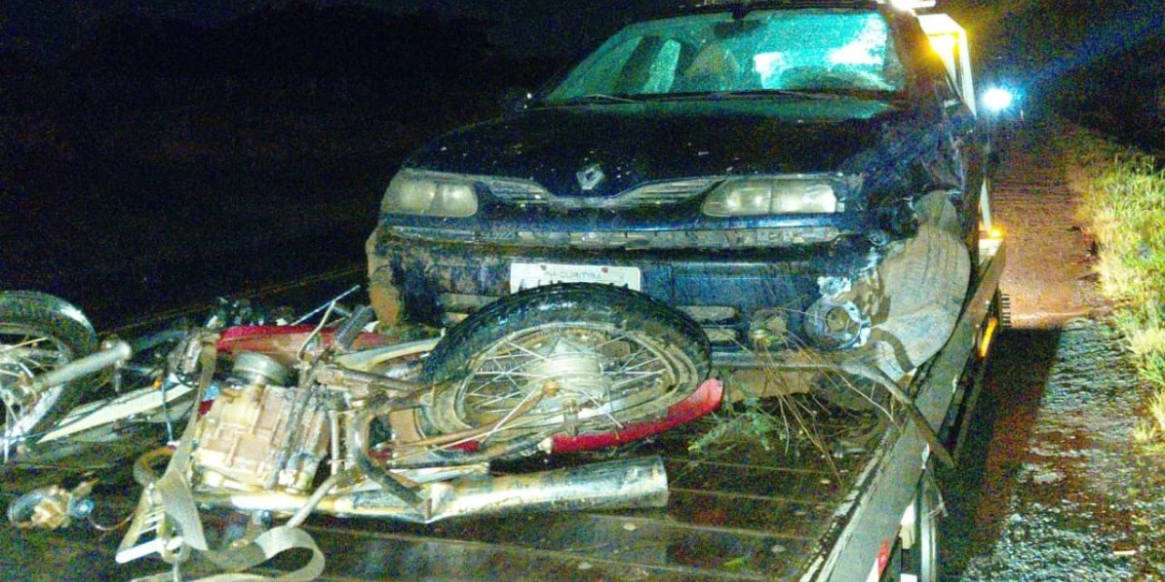 Motociclista fica ferido após colidir frontalmente com carro na PR-090