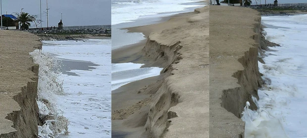 Ressaca em Matinhos causa erosão e forma barranco de dois metros na Praia Brava