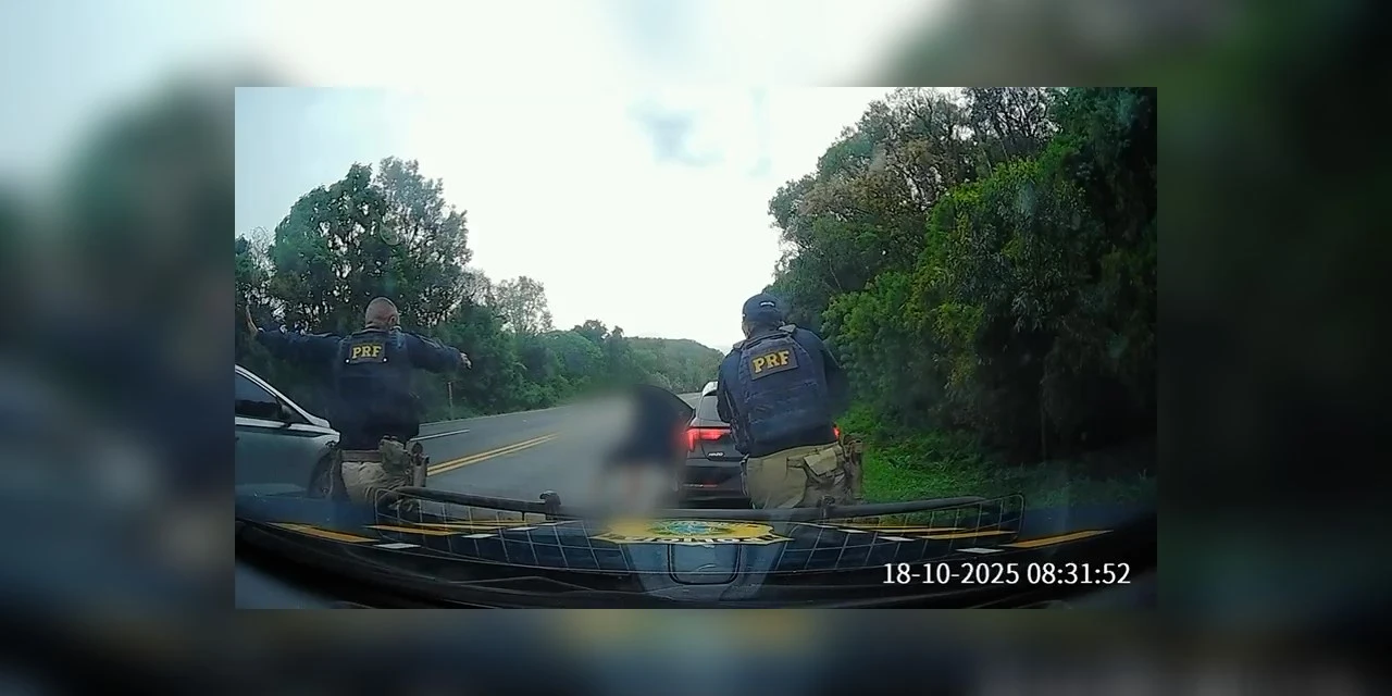 VÍDEO: Mesmo com pneus furados, motorista tenta fugir e é preso pela PRF no Paraná