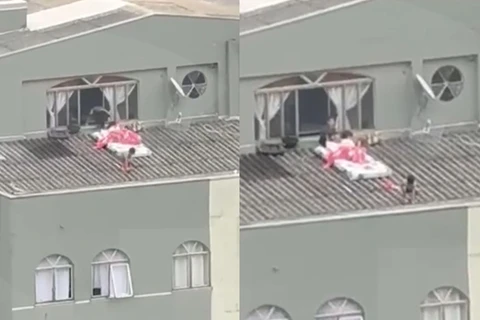 Vídeo flagra crianças brincando em telhado de prédio no Paraná