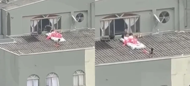 Vídeo flagra crianças brincando em telhado de prédio no Paraná