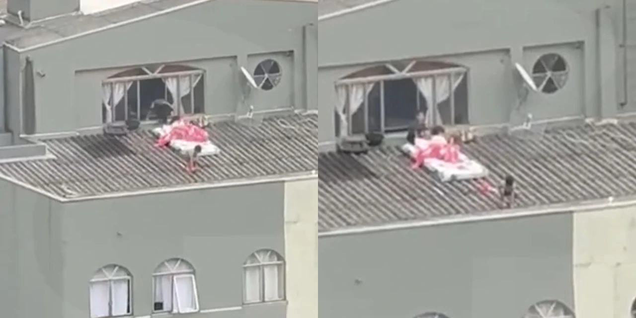 Vídeo flagra crianças brincando em telhado de prédio no Paraná