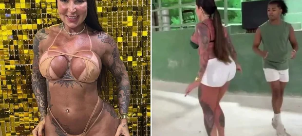 Depois de viralizar sem calcinha, atriz pornô reaparece com look ousado e foco no samba