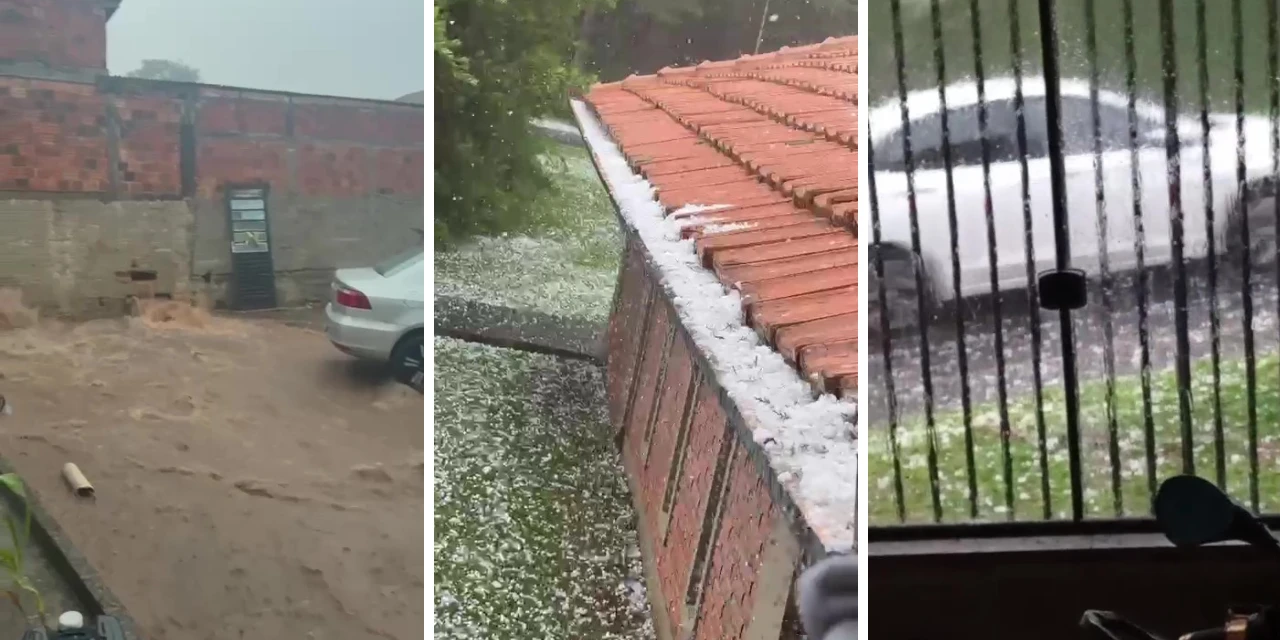 Temporal com granizo provoca estragos em Carambeí; veja imagens