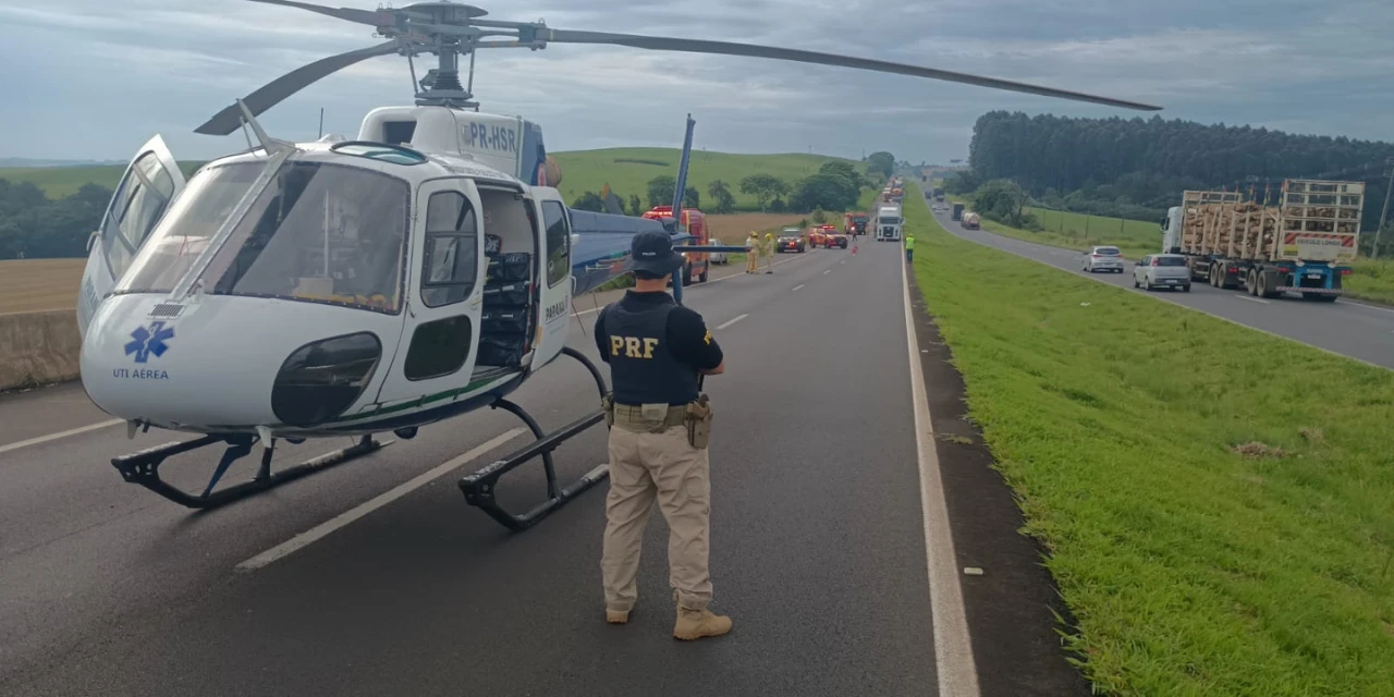 Acidente deixa vítima gravemente ferida na BR-376, em Ponta Grossa