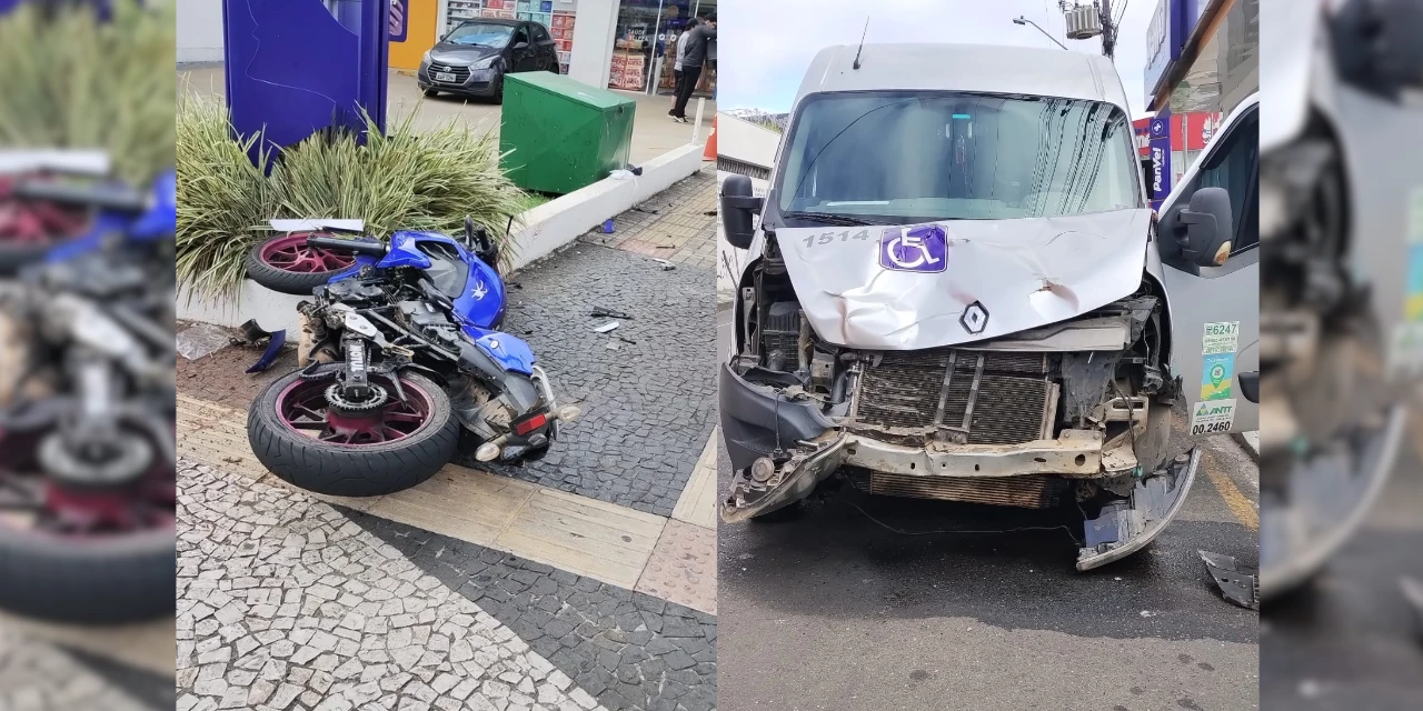 Jovem tem fraturas expostas após acidente em cruzamento no Centro de Ponta Grossa