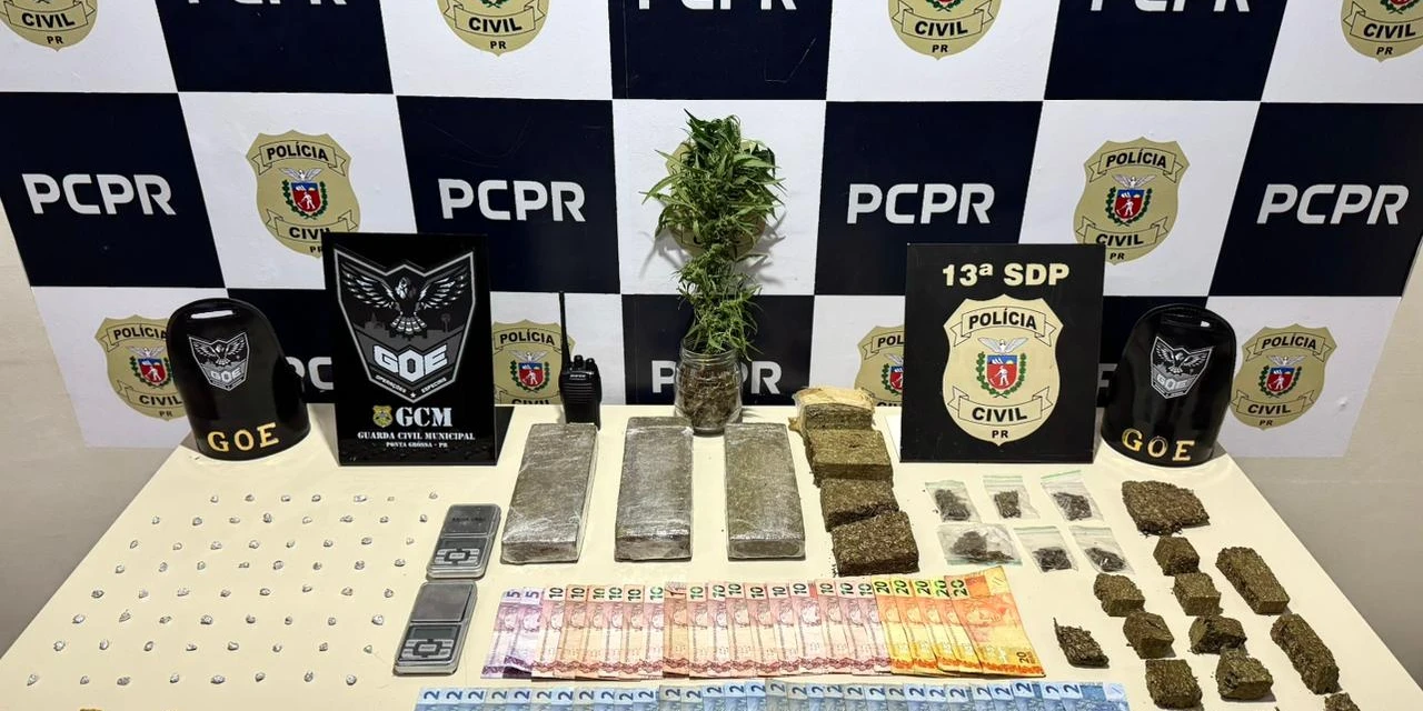 Ação integrada entre GCM e PCPR resulta na apreensão de mais de 6kg de drogas em PG