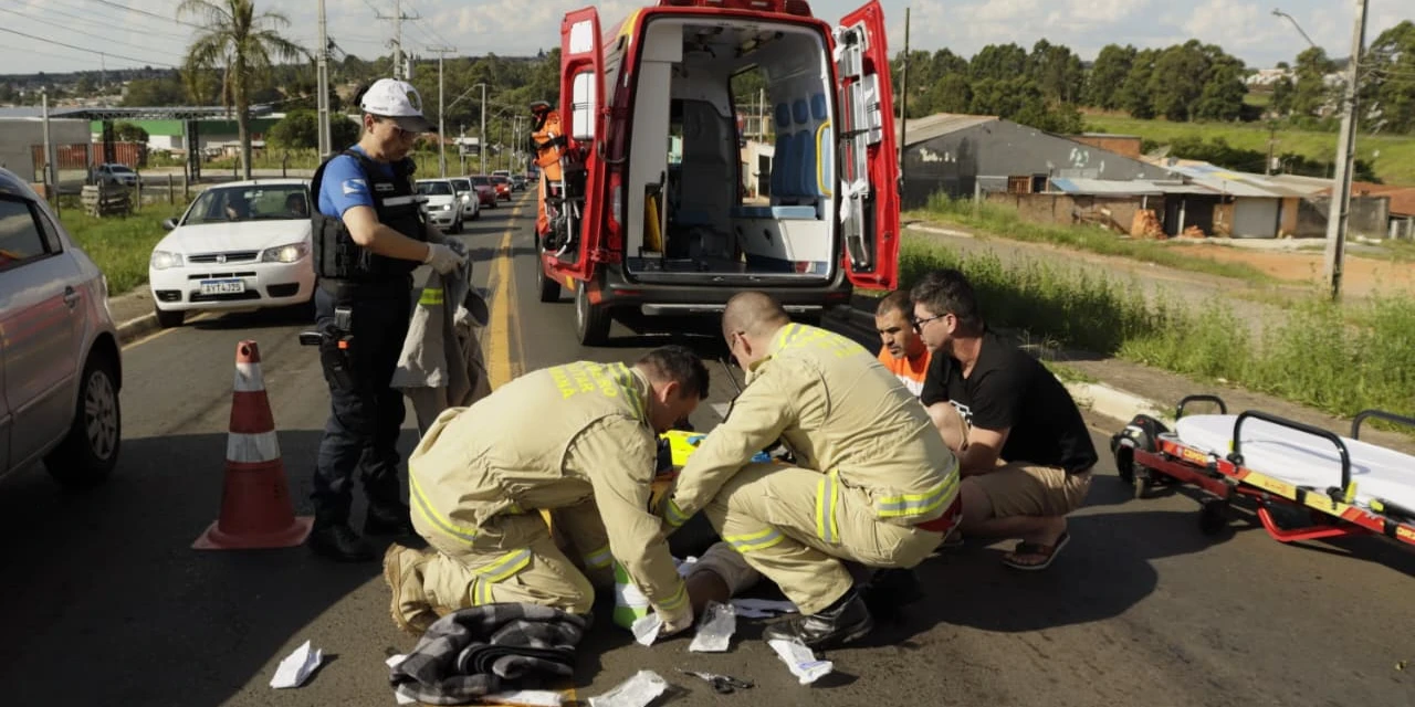 Grave acidente deixa motociclista com múltiplas fraturas em Ponta Grossa